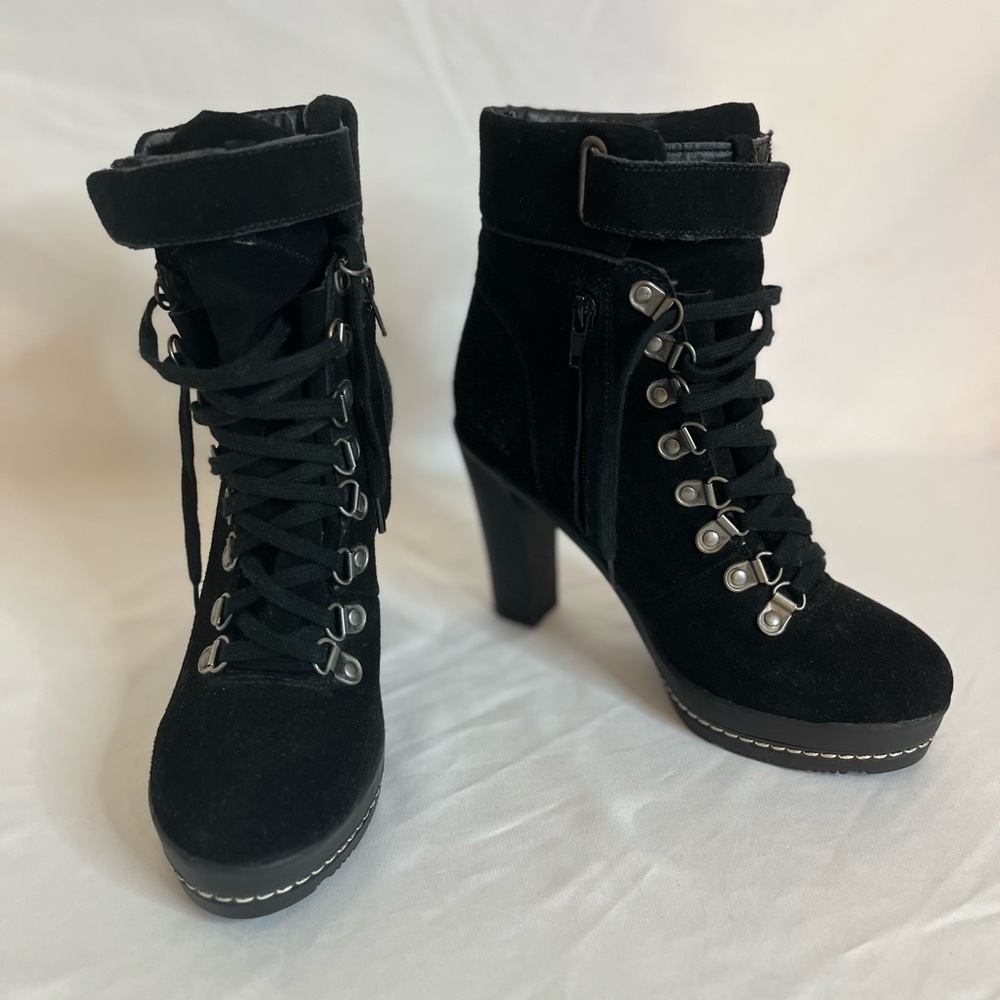 Kelsi Dagger Black Heeled Boots size 7